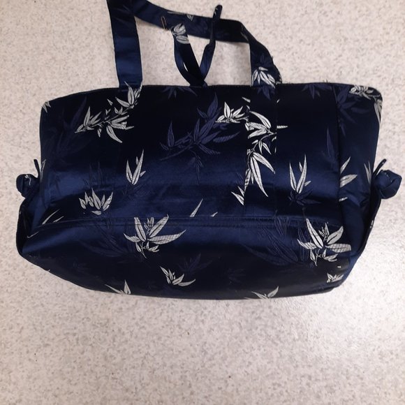 Oriental Design Navy Satin Fabric Tote - Picture 5 of 5